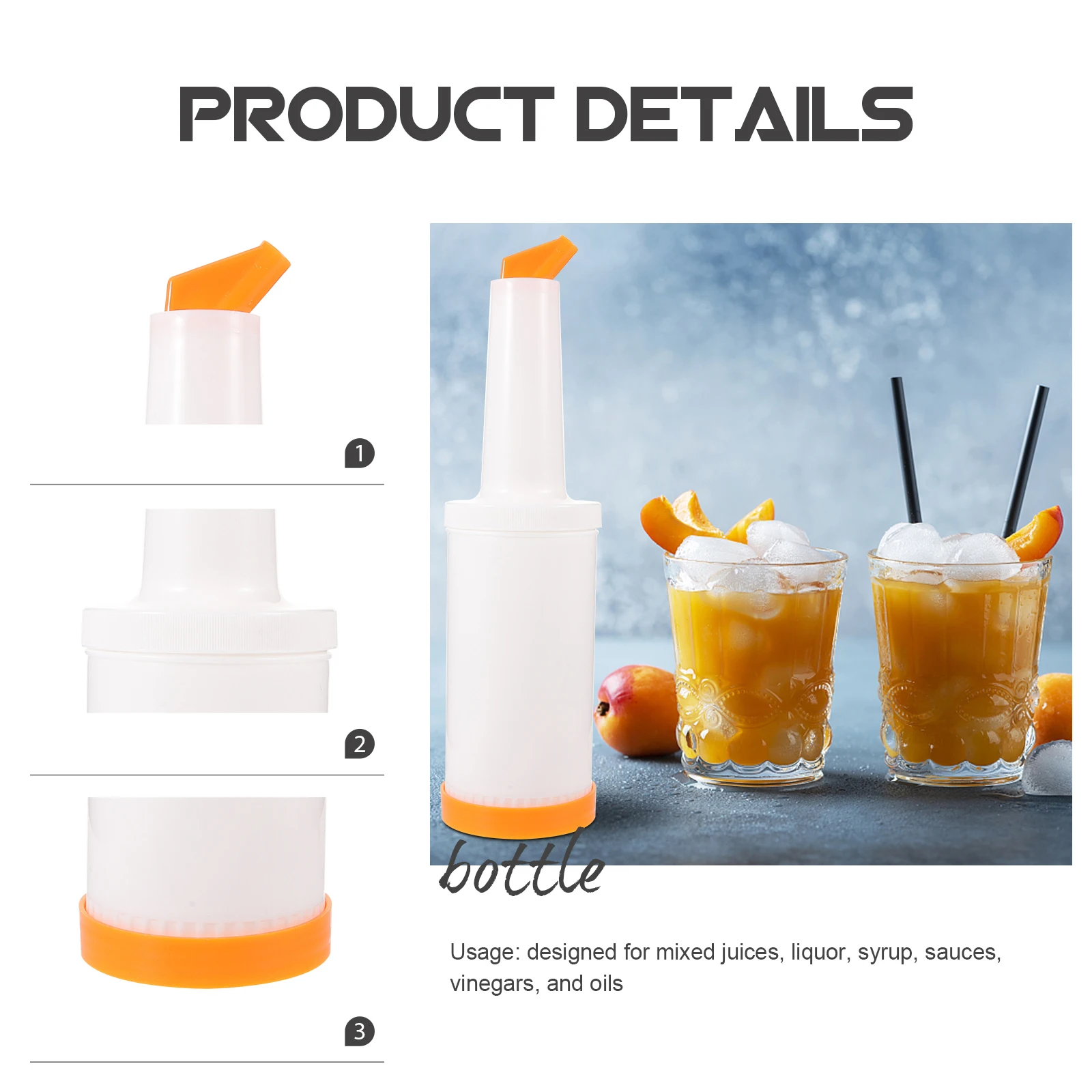 

6pcs Juice Pitcher Containers Wide Spout Leak Proof Bartender Pour Bottles Liquor Fruit Sauce Vinegar Oil Events Parties