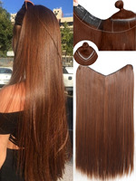 Synthetic 4 Clip In Hair Extensions V-shaped Long Straight Hairstyle Hairpiece Black Brown Blonde Natural Fake Hair For Women