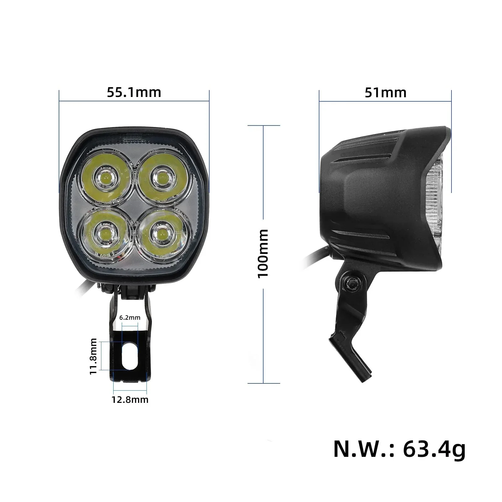 KuKirin T3 Electric Scooter Headlight Four Beads LED Highlight 2 Hole Waterproof Plug Front Headlight Accessories