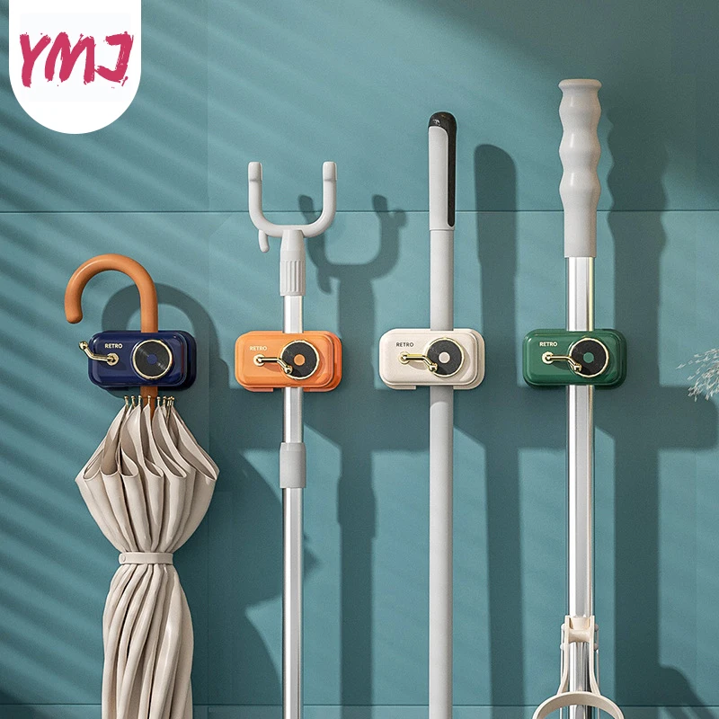 

Wall Mounted Mop Organizer Holder Mop Clip Brush Broom Hanger Storage Rack Kitchen Tool Bathroom Accessories Hanging Pipe Hooks