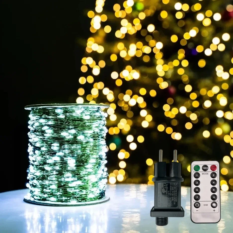 50M/100M filo verde 8 modalità fata stringa luce impermeabile lucciola lampada decorazione a distanza per natale Halloween camera da letto matrimonio