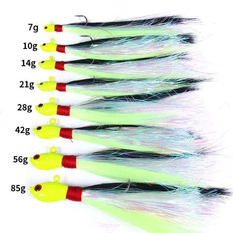 1 Stück Bass-Angelköder Buck Tail Jig-Haken Köder 7g 10g 14g 21g 28g Hirschhaar-Federhaken Bart-Jigging-Köder zum Angeln – Detail 2