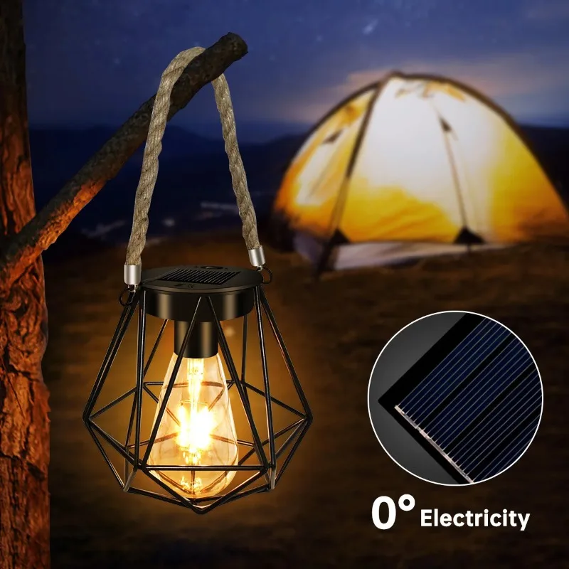 

Outdoors Solar Iron Art Retro Pendant Lights LED E27 Restaurant Balcony Porch Courtyard Garden Creative Decorative Hanging Lamps