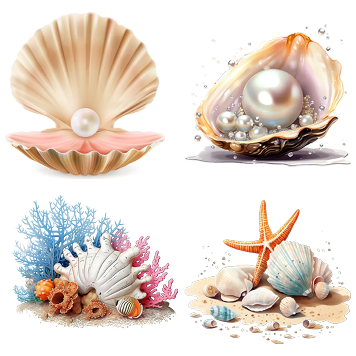 

Watercolor Shell Conch Starfish DIY Wall Stickers Bathroom Toilet Bathtub Kitchen Wall Art Decal Living Room Decor Removable