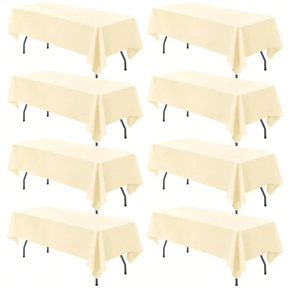 

8 Pack 60x102 Inch Polyester Rectangular Tablecloth Stain Wrinkle Resistant Washable Table Cover For 6FT Table Wedding Buffet Party Event Decor