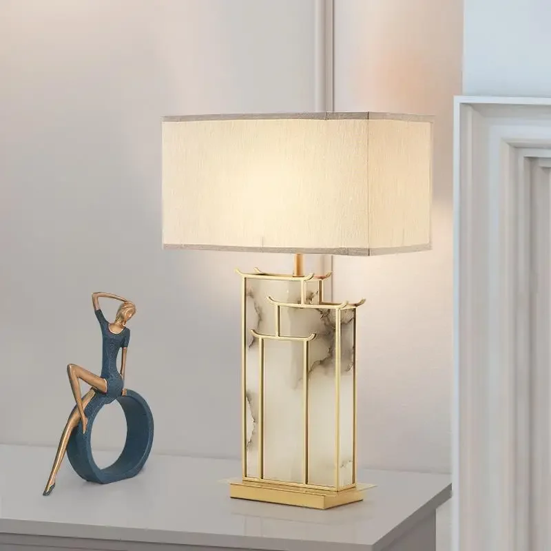 

Креативная настольная лампа из натурального мрамора, дизайнерская простая современная настольная лампа для гостиницы, виллы, гостиной