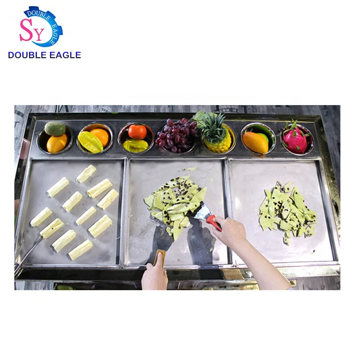 Factory Supply Square Pan Fried Ice Cream Machine/Single Frozen Yogurt Roll Frying Equipment/Thailand Fry iced Milk Fruit Maker