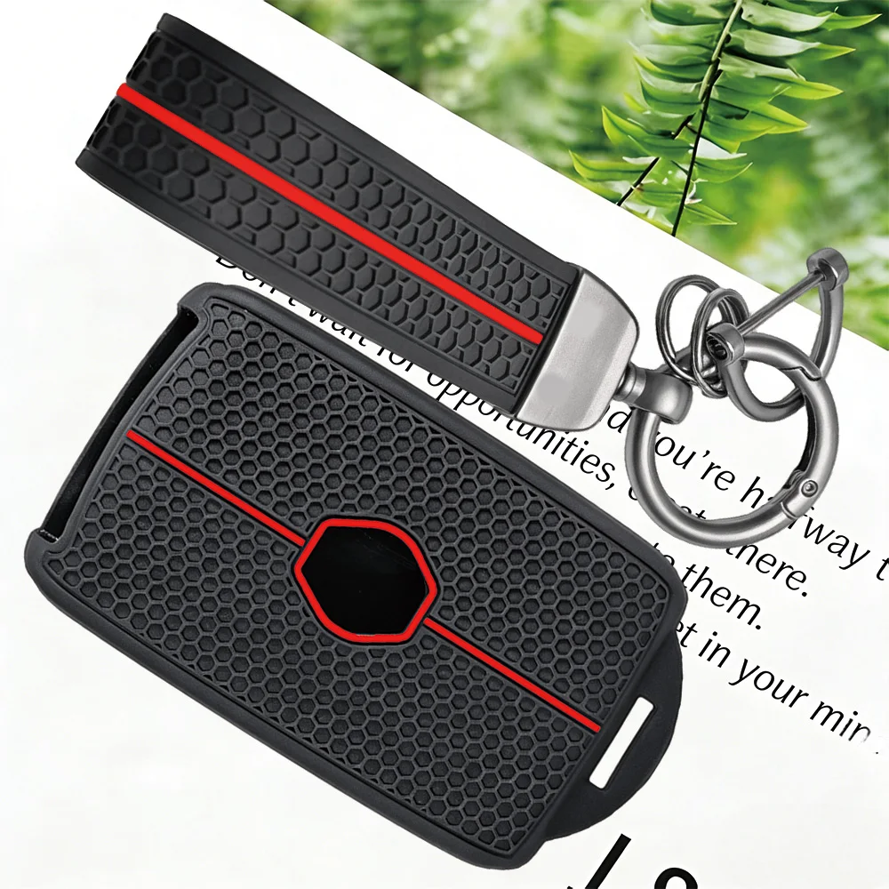 Honeycomb Stripe Key Fob Cover, With Keychain, for Renault Espace 5 Kadjar Koleos Captur Megane 4 Talisman Arkana Dacia Sandero