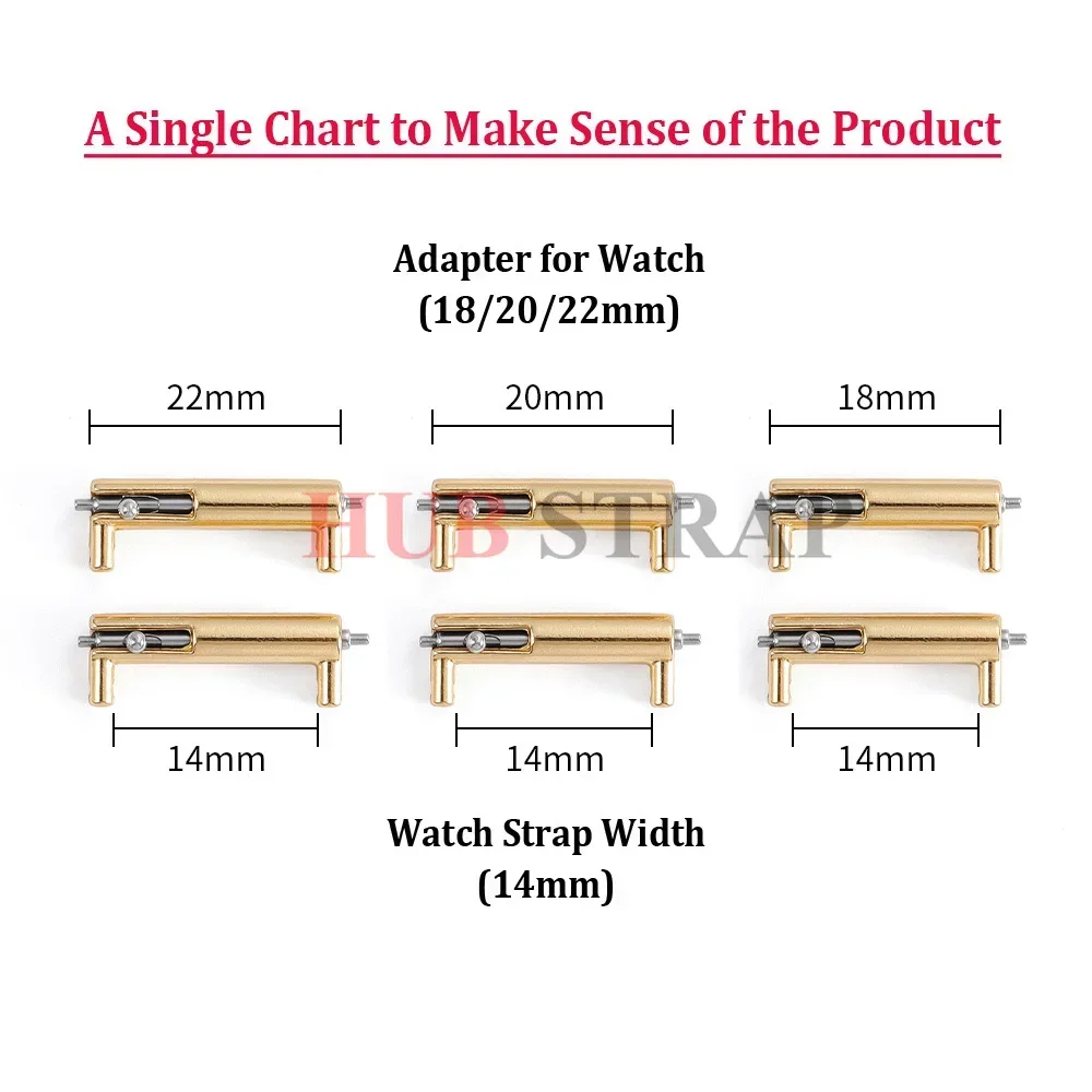 New Watch Strap Size Adapters 14mm To 18/20/22mm Metal Replacement Band Quick Release Connector Universal Smartwatch Accessories