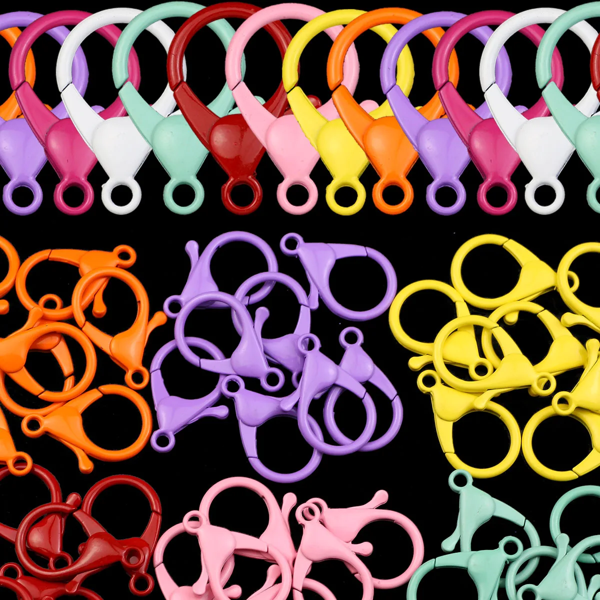 20/60/100Pcs 25/35MM Plastic Lobster Clasp Bag Keychain Colourful Connector For Making Bracelet Jewelry Pendant DIY Accessories