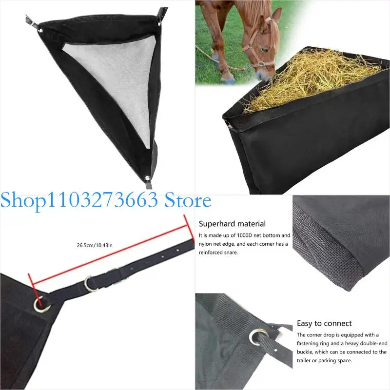 

R6FE Horses Corner Feeder Hole Hanging Horse Feed Net Slow Feed Hays Net Hays Feeder