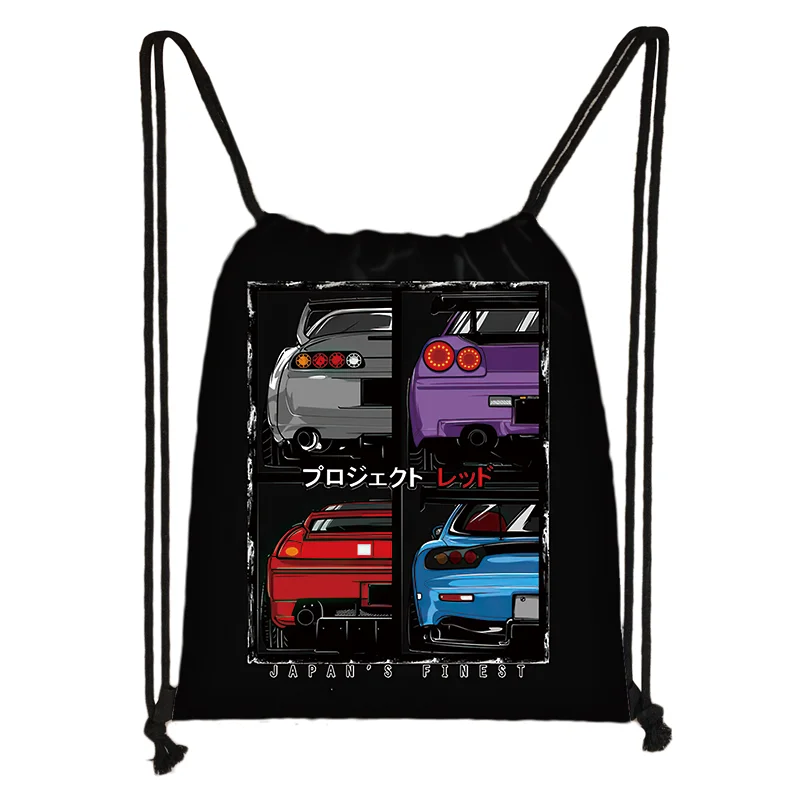 Japan JDM Racing Car Backpack for Men Engine Casual Drawstring Bag Portable Storage Bags for Travel Shoes Holder Gift