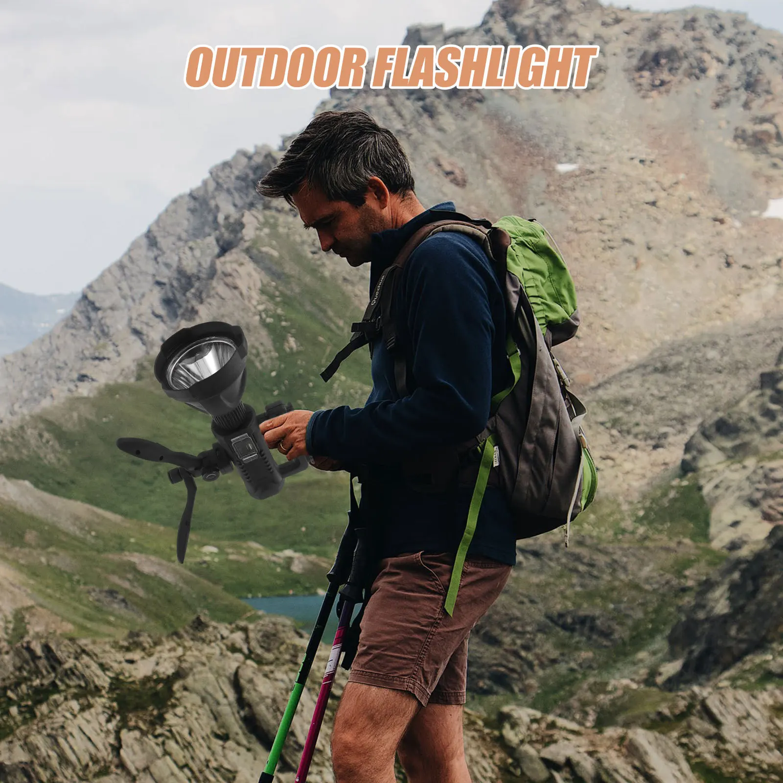 1Pcs Outdoor Searchlight USB Rechargeable Torch Waterproof Hard Light Long Distance Flashlight Portable Emergency Camping