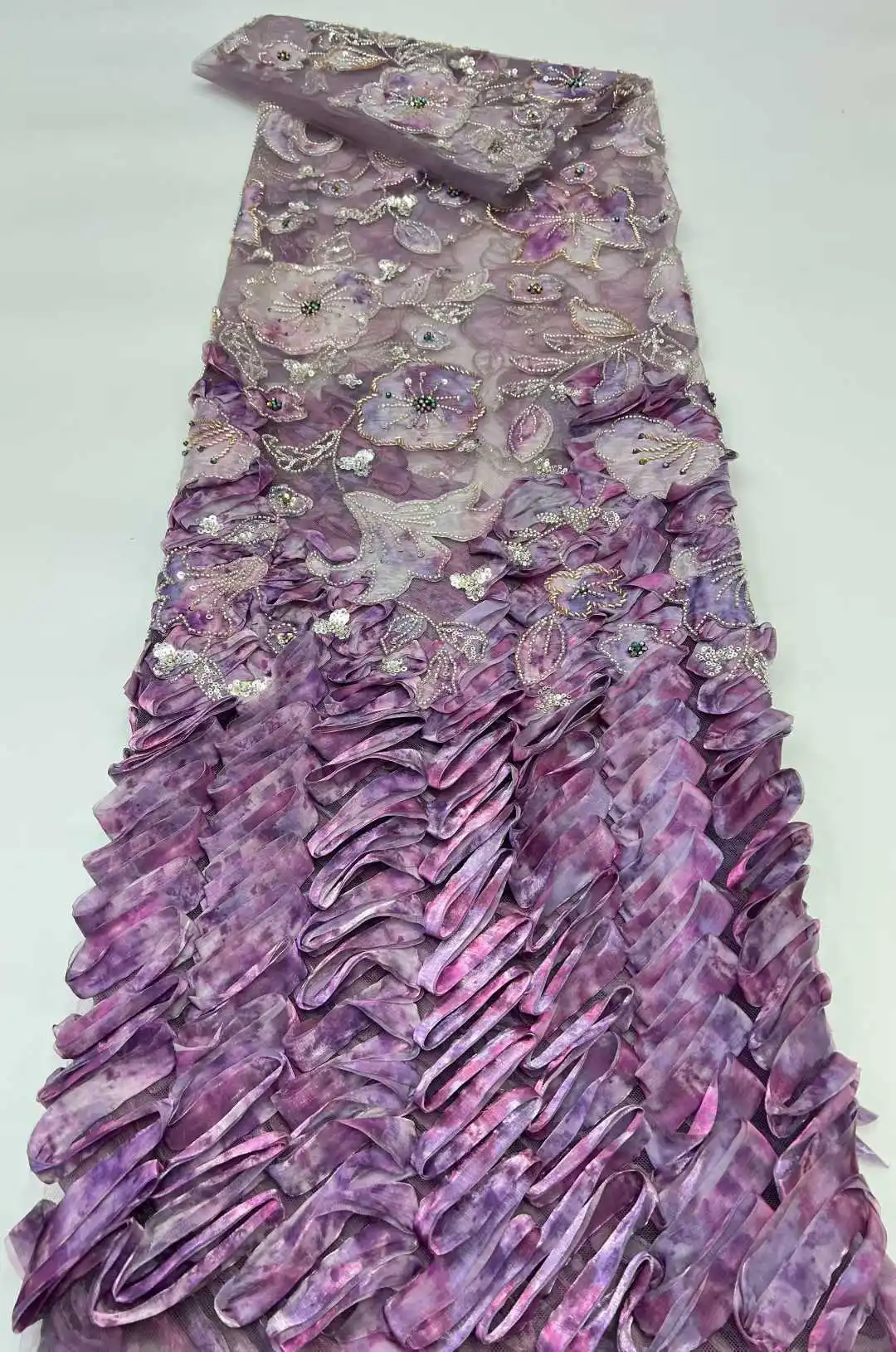 

French Tulle Sequins Lace Fabric 5 Yards African 2025 Luxury African Mesh Lace For Nigerian Women Party Dress