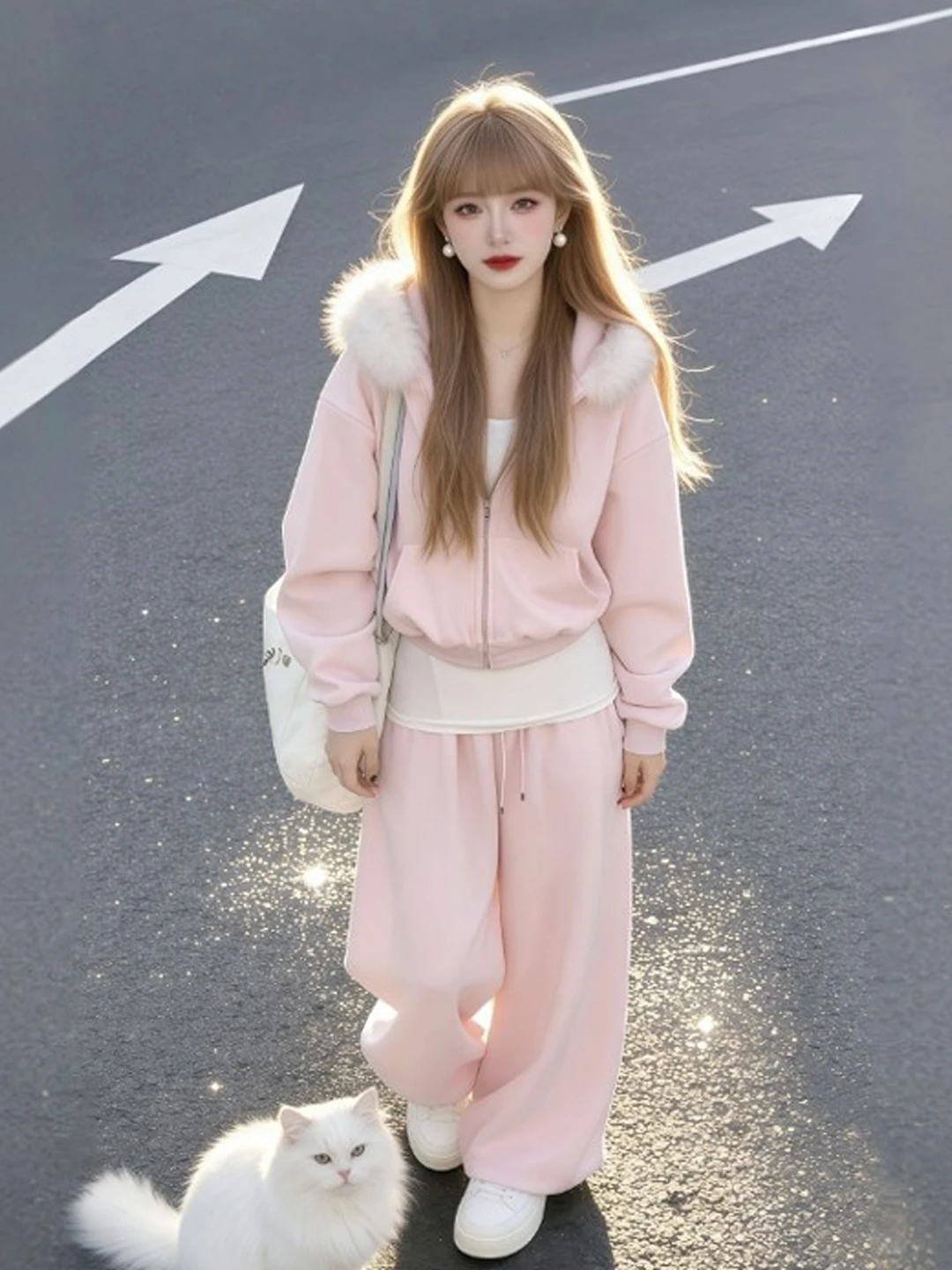 

Lazy Sle Outerwear Wide Leg Pants Two Piece Set Spring Comfortable Faion Korean Loose Fit High Waist Zipper Closure ...