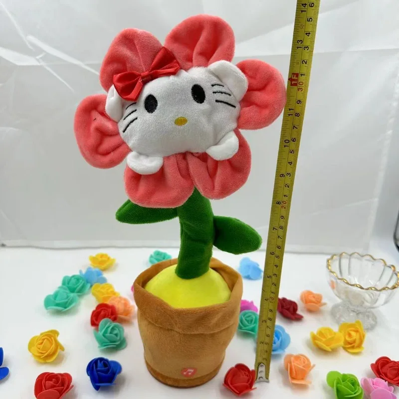 Sanrio Dancing Talking Cactus para niños, Kuromi Hello Kitty, canto, grabación de imitación, repetición de lo que dices, juguete divertido de girasol