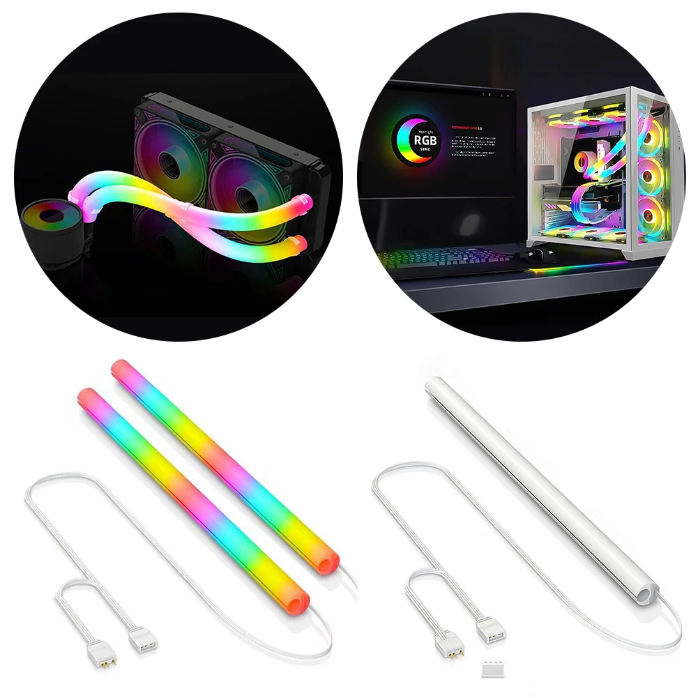

2 PCS Silicone Tube Sleeve 5V 3PIN ARGB Luminous Sleeve Water Cooling Raditor Tube Soft Tube ARGB Vest Computer Case Decoration