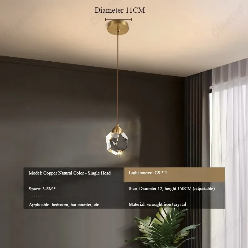 Creative LED light luxury atmosphere pendant light modern and simple K9 crystal living room dining room aisle lighting