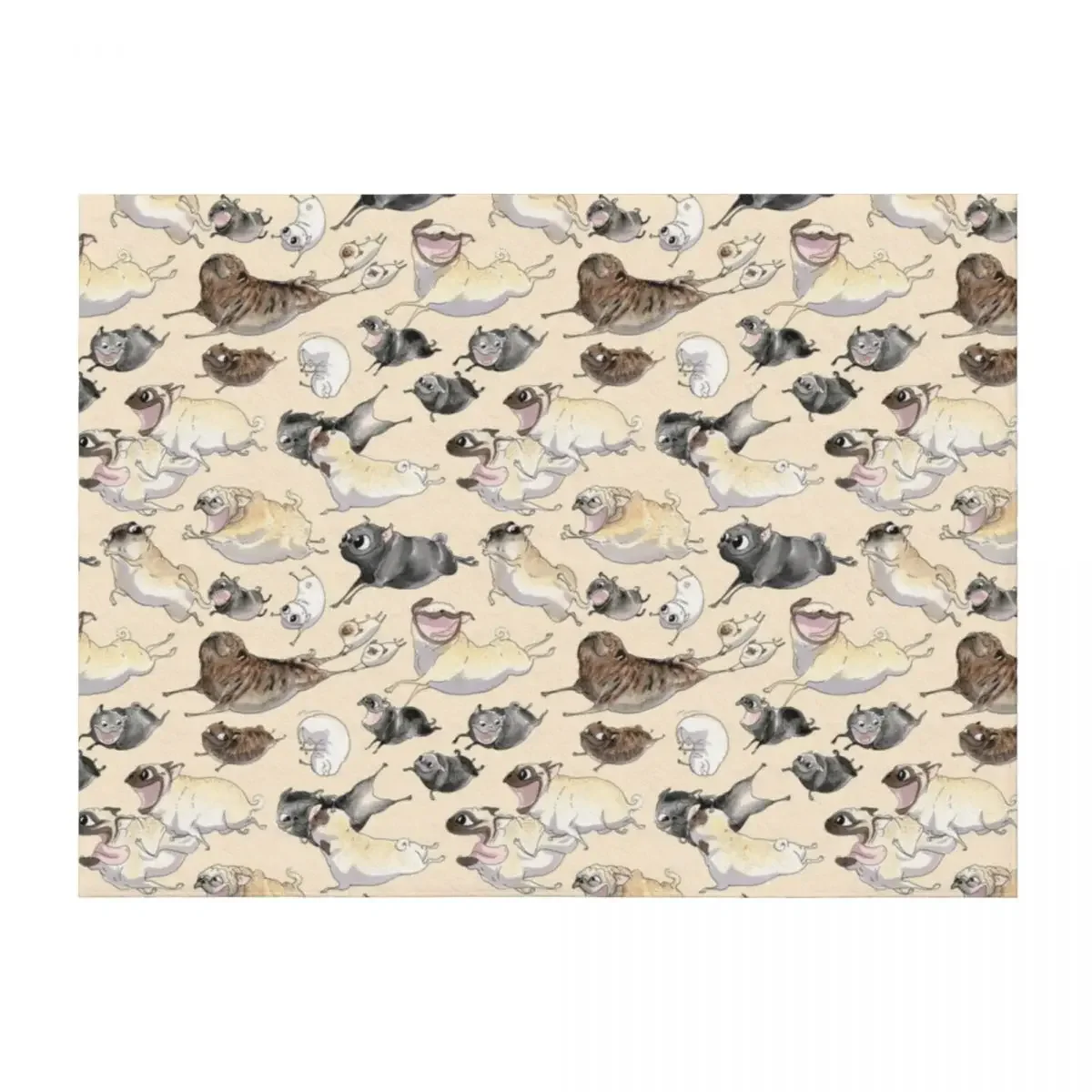 

Pugs on the Run (straw background) Throw Blanket wednesday Flannel Fabric Beautifuls Polar Blankets