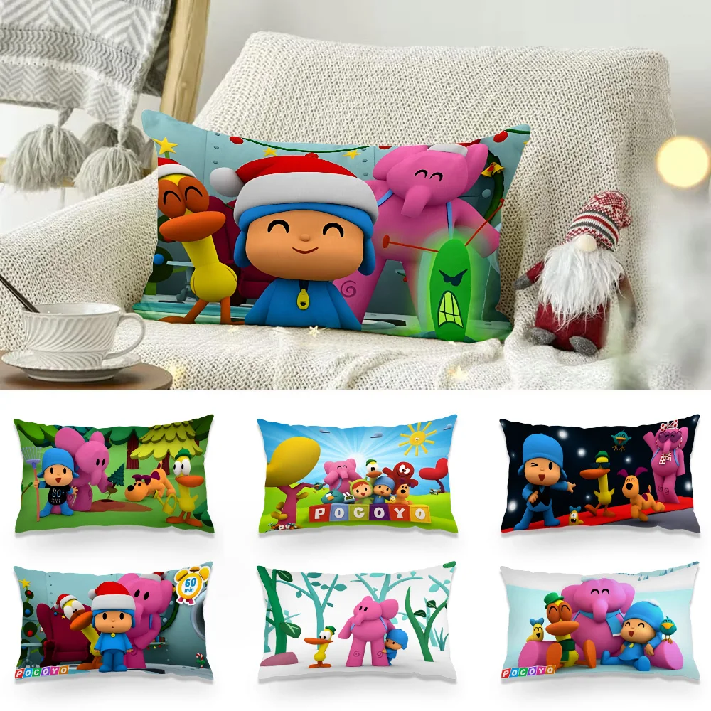 Double-sided Printing Rectangle Pillow Cute Cartoon P-Pocoyos Case Bedside Pillowcase Sofa Cushion Cover Room Home Decoration