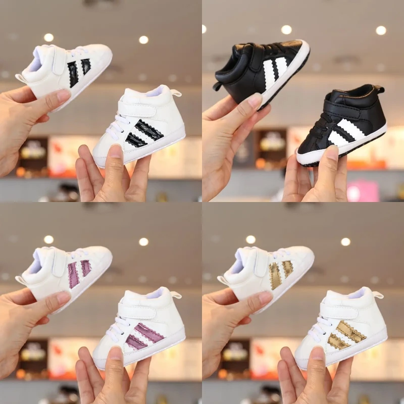 جديد 0-18 متر حذاء طفل صبي الوليد الرضع طفل عادية Comfor القطن وحيد المضادة للانزلاق بولي Leather الجلود الأولى مشوا الزحف سرير الأحذية