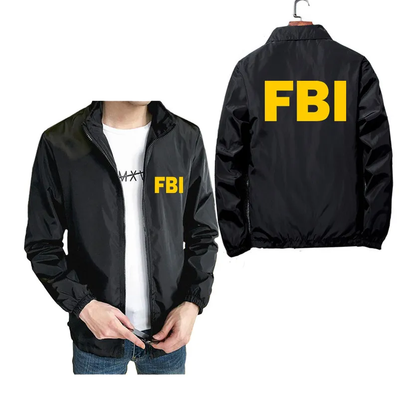 FBI United States FBI Shield Mens Bomber Zipper Jacket Male Casual Pilot Coat Unisex Zipper Pilot t shirt Clothing Plus Size 7XL