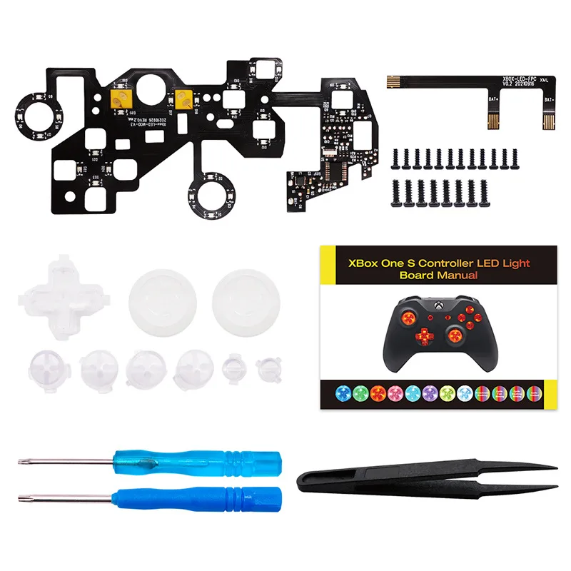 Dla Xbox ONE S Slim Wielokolorowe podświetlane przyciski D-pad Thumbstick Trigger Home Buttons DIY LED Light Button Kit 8 migających kolorów PCBA