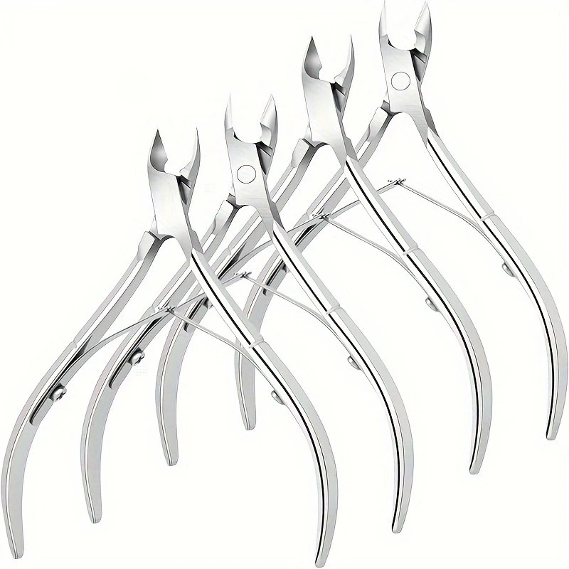 

Набор из 4 высококачественных кусачек для кутикулы из нержавеющей стали, прецизионный инструмент для удаления омертвевшей кожи, светло-бежевый, для ногтей и ногтей на ногах, с двойной пружиной