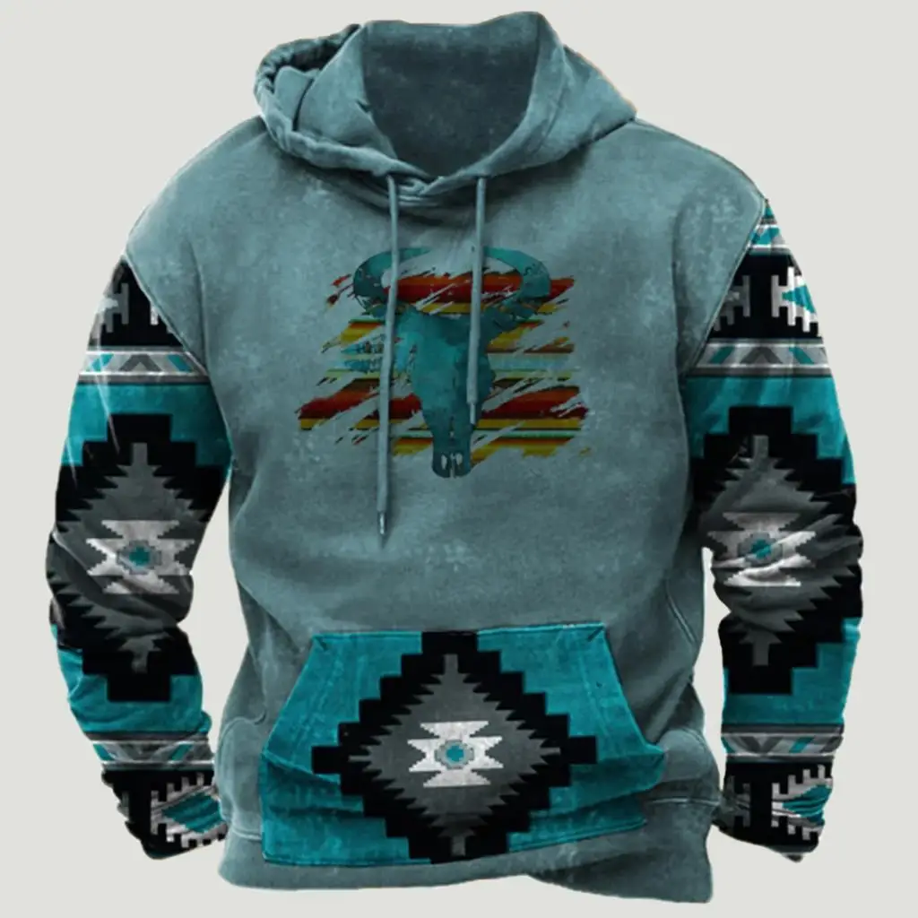 2024 Vintage Ethnic Style Hoodie 3D Print Men Women Fashion Casual Looose Sweatshirts Oversized Hoodies Pullovers Men's Clothing