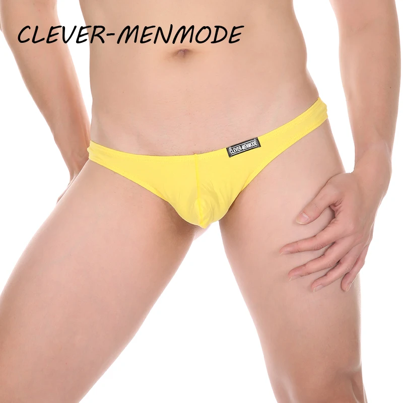 CLEVER-MENMODE Men\'s Sexy Cotton Low Rise Thong Ultra Thin G String T Back Lingerine Penis Pouch Micro Mini Brazilian Panties