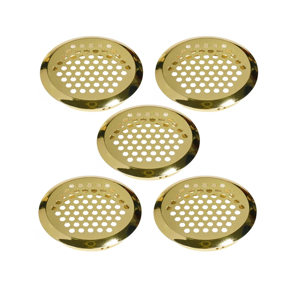 5PCS Round Stainless Steel Vent Cover Flat-Sloping for Shoe Cabinet Wardrobe Kitchen Fan Bathroom Vent and Storage Furniture