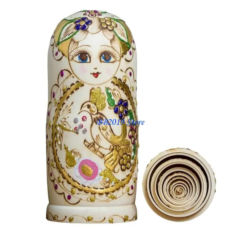 Q0KB Russische Nistpuppen 10 Teile handgemalte Spielzeug traditionelle matryoshka traditionelle russische Stapelpuppe