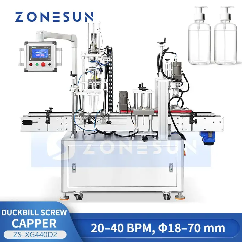 ZONESUN ZS-XG448S Servo Duckbill Pump Spray Cap Capping Machine view 2