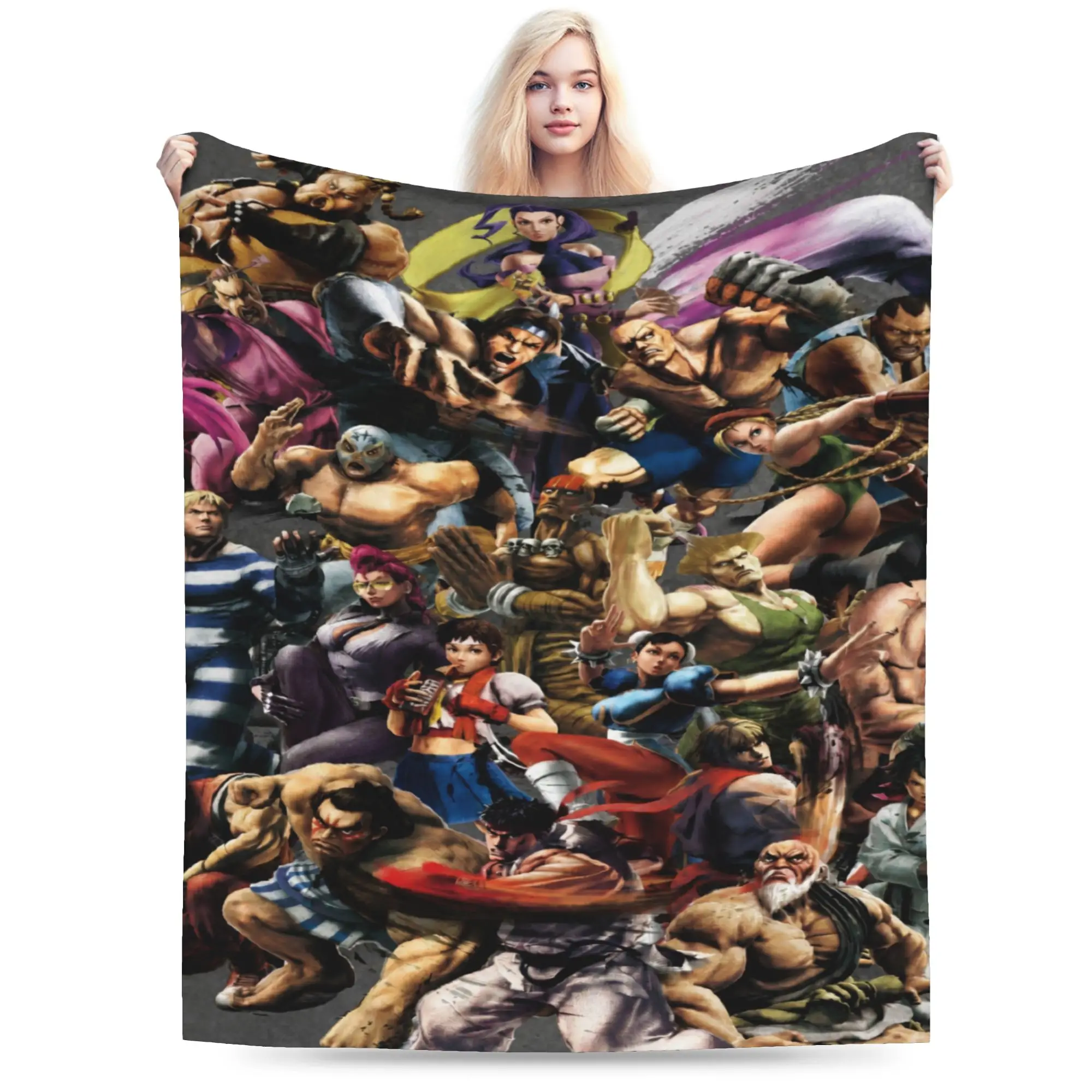 Super Soft  Streets Fighters Throw Blanket Premium Flannel Fleece Lightweight  Bed Blanket Warm Plush Blankets All Season Use