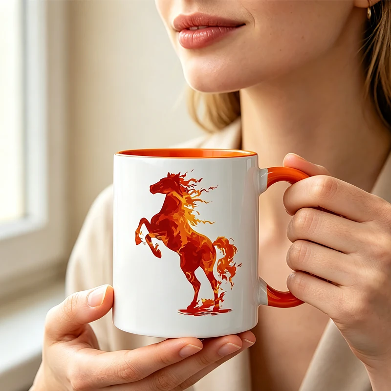 2026 Year of the Fire Horse Mug, Fiery Steed Design | Decorative 11oz Coffee Mug, Suitable for Daily Home Use and Breakfast