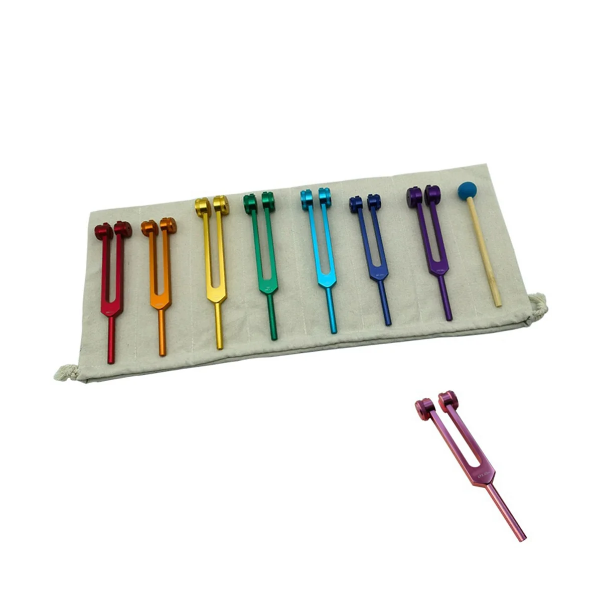 New Eight Colored Chakra Tuning Forks Set for Healing, Sound Healing, Maintaining Perfect Harmony of Body, Mind and Spirit