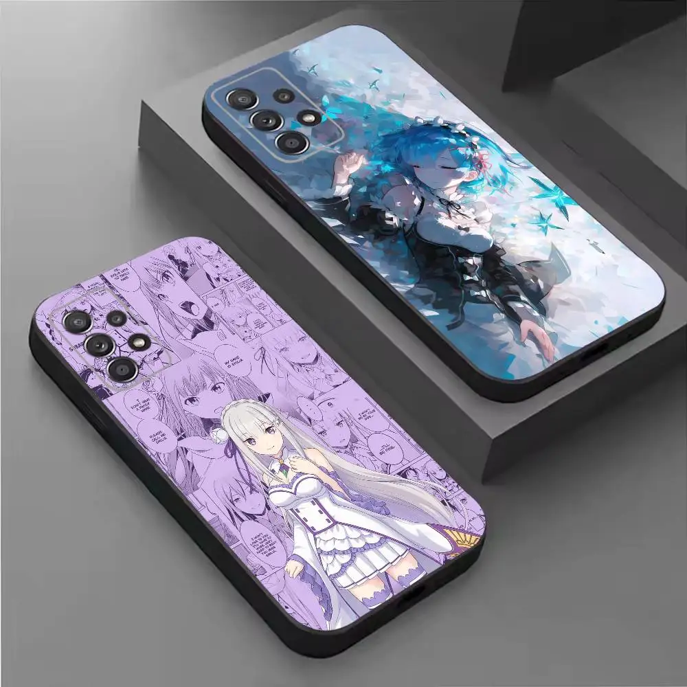 Warm anime R-ReZero Emila Phone Case For Samsung S26,25,24,21,22,21,20,10,9,8,7,6,5,Ultra,Plus,Fe,Lite Black Shell
