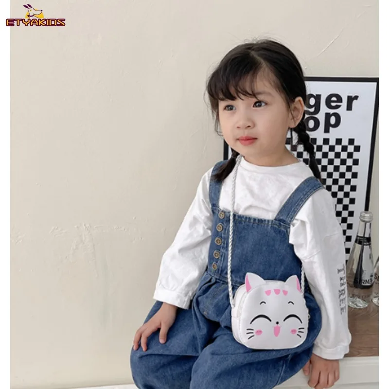 

Новая милая детская сумка-мессенджер с мультяшным котом, мини-сумочка через плечо, модная сумочка для монет для мальчиков и девочек, детский рюкзак