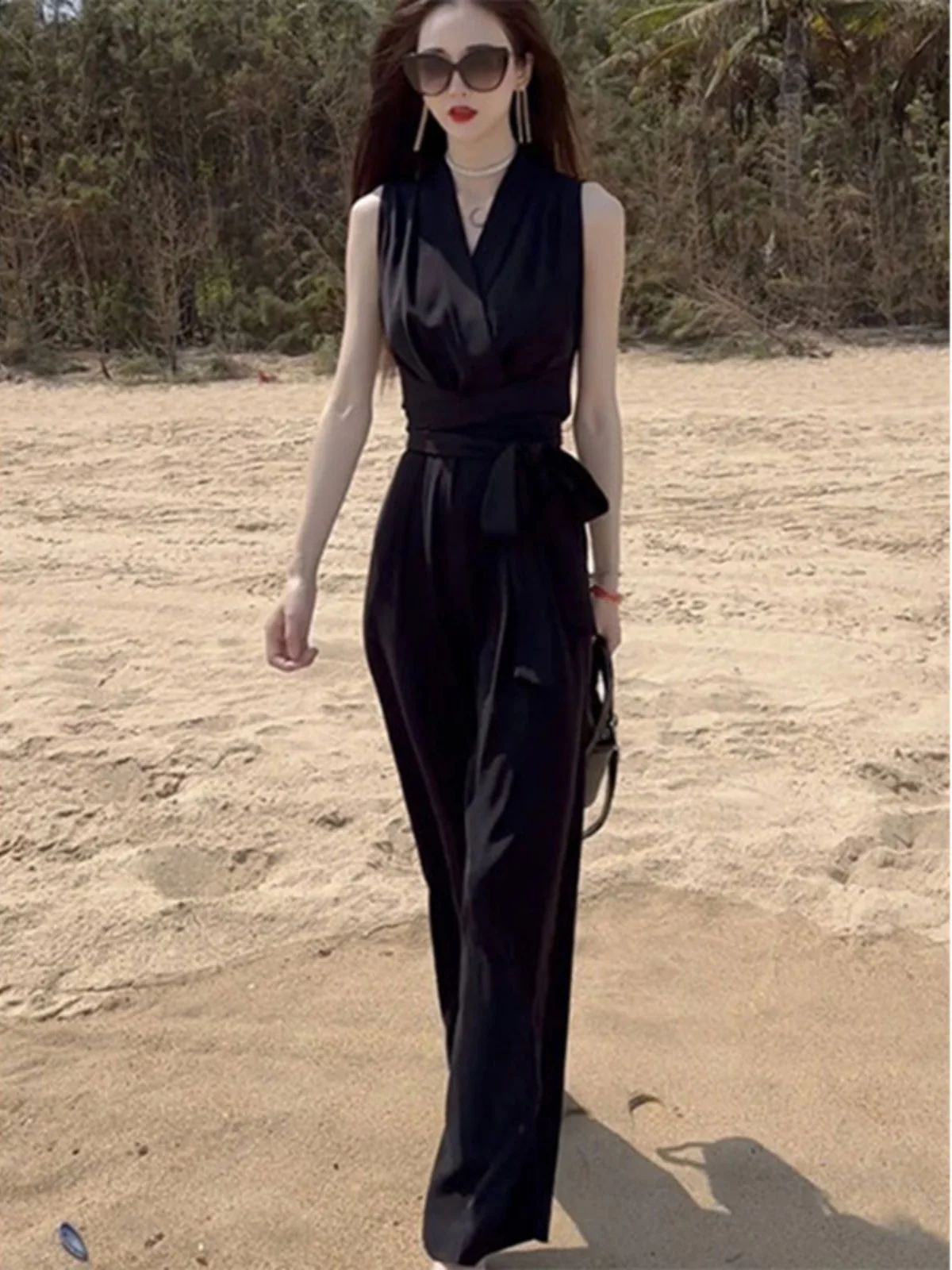 Summer Casual Faionable V-Ne Svel T-irt Onesie Two-Piece Set Women's Clothing Ele Youthful Brand New 2023