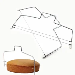 Rebanador de corte de pastel de doble línea, alambre de acero inoxidable ajustable, divisor de pan, accesorios de cocina, herramientas para hornear pasteles, 1 ud.