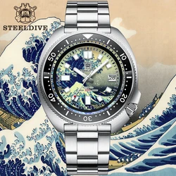 STEELDIVE SD1970J Kanagawa Turtle Full Luminous Dial Ceramic Bezel  Japan NH35 Automatic Mechanical Dive Seiko Watch For Men