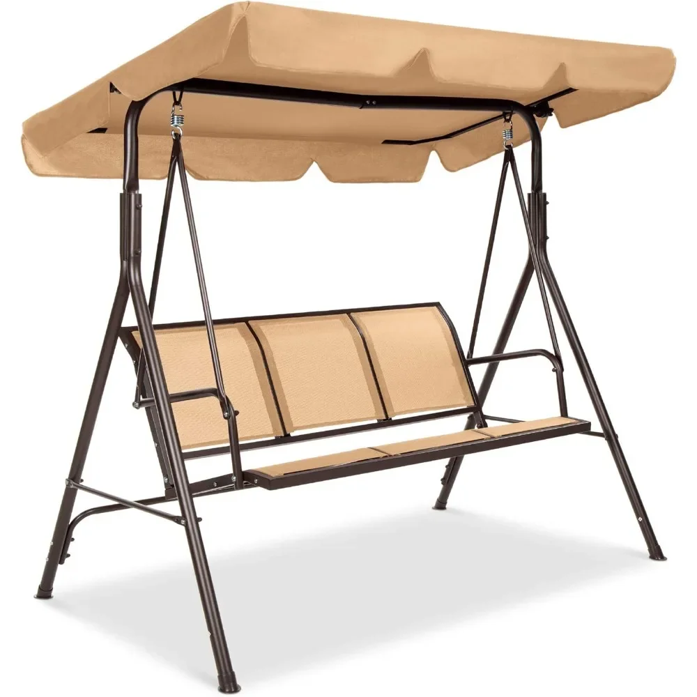 

2-Seater Outdoor Adjustable Canopy Swing Glider - Patio Loveseat Bench with Armrests & Textilene Fabric for Deck & Porch