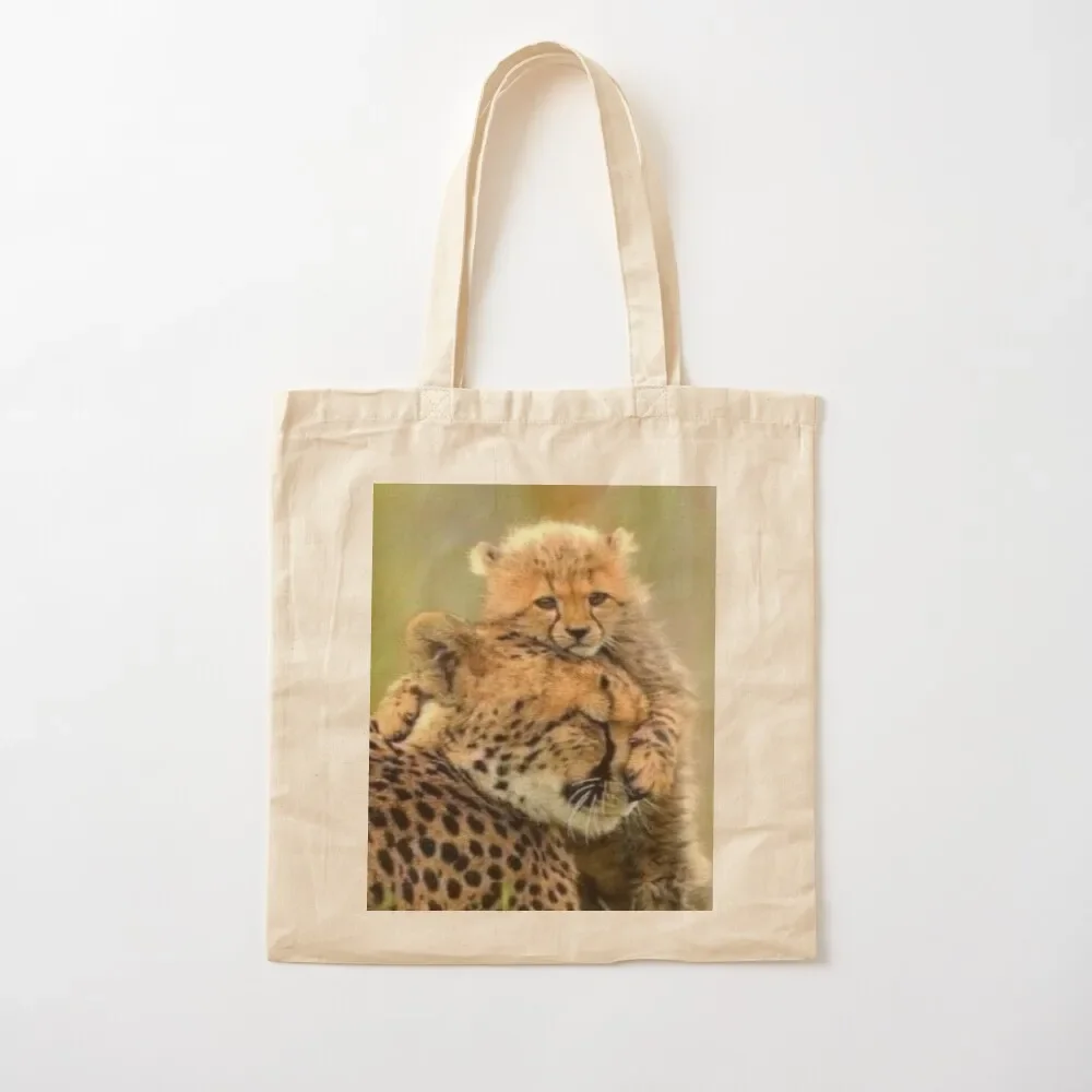 

2025 New BagSweet Cheetah Cub Hugging Momma Tote Bag