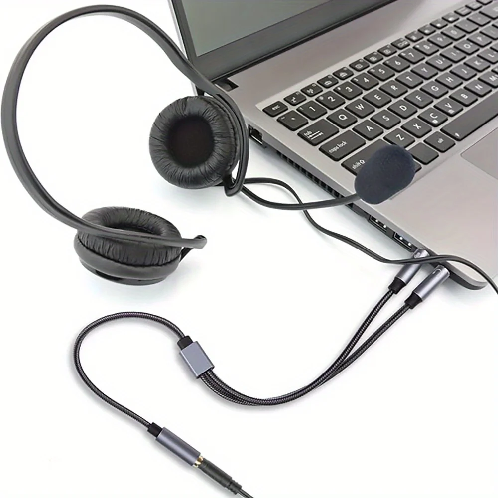 Universal 2-in-1 Audio Adapter Cable - Merge Separate Computer/Laptop Mic & Headphone 3.5mm Jacks into One Combined Port