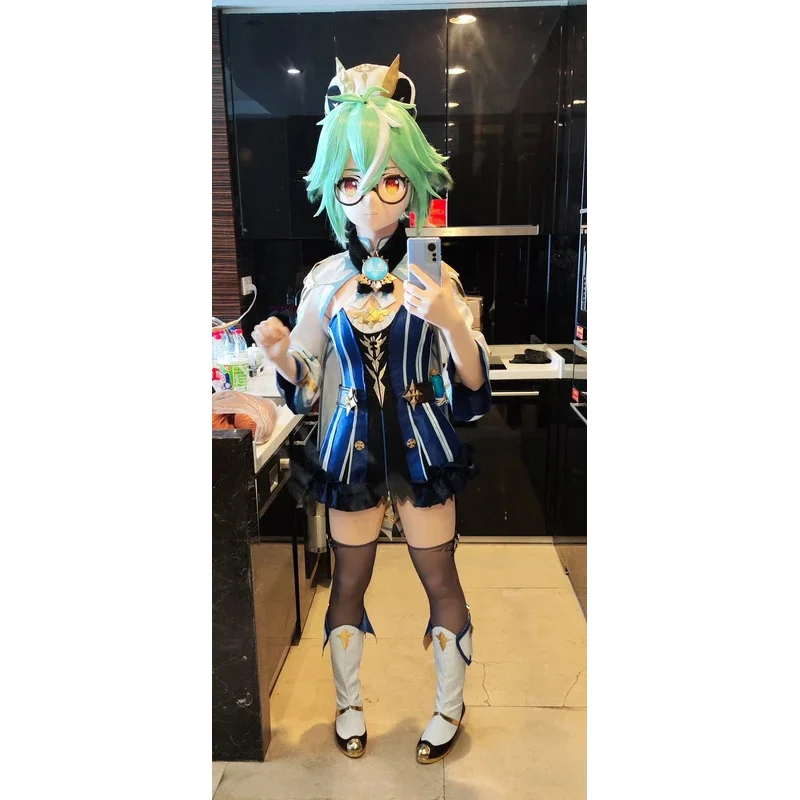 Gioco Genshin Impact Saccarosio Stivali Cosplay Stivali lunghi Scarpe Stivali da donna/uomo Halloween per ragazza Ragazzo Scarpe da carattere in PU