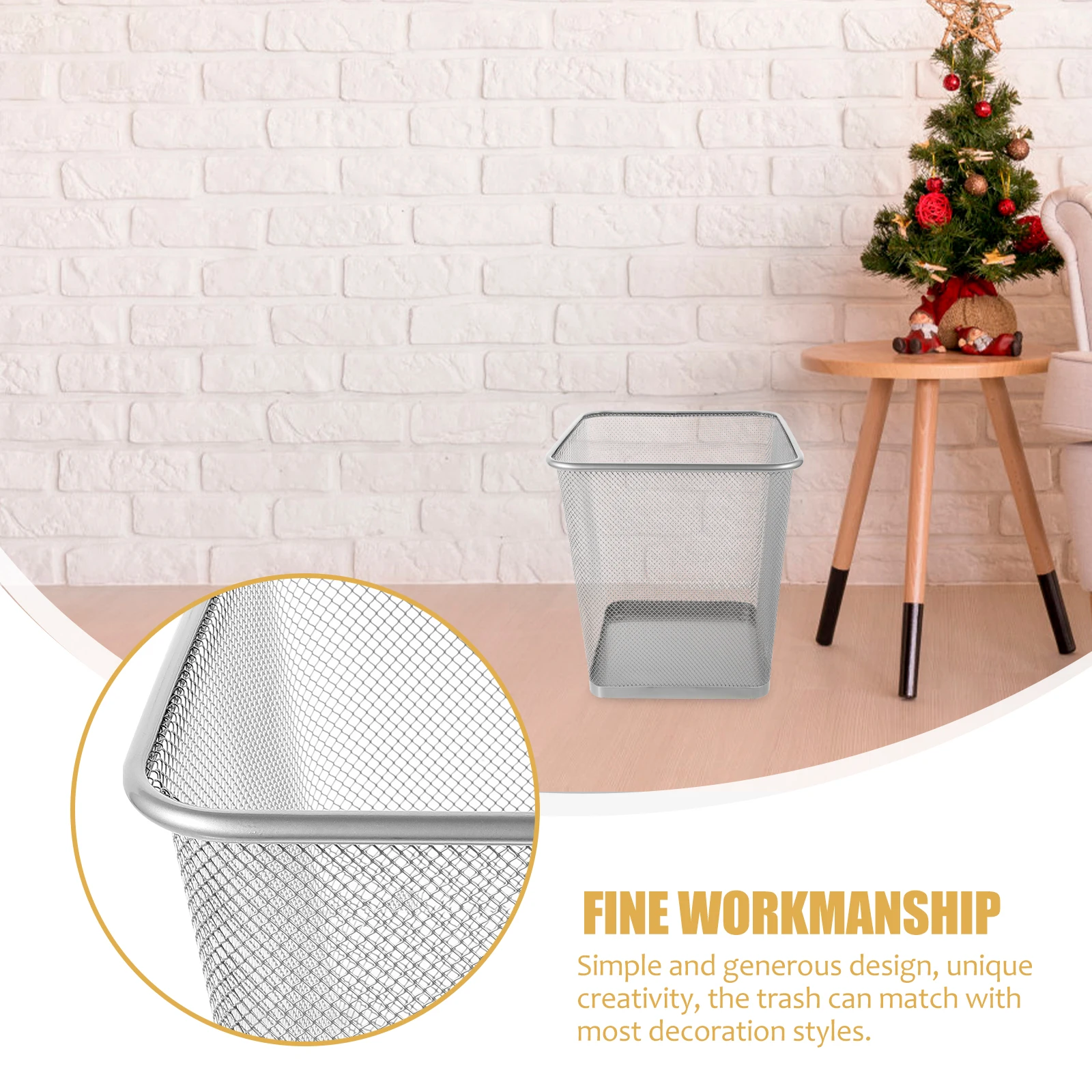 

Mesh Trash Can Large Sturdy Metal Garbage Bin For Office Home Bedroom Kitchen Bathroom Black Wastebasket