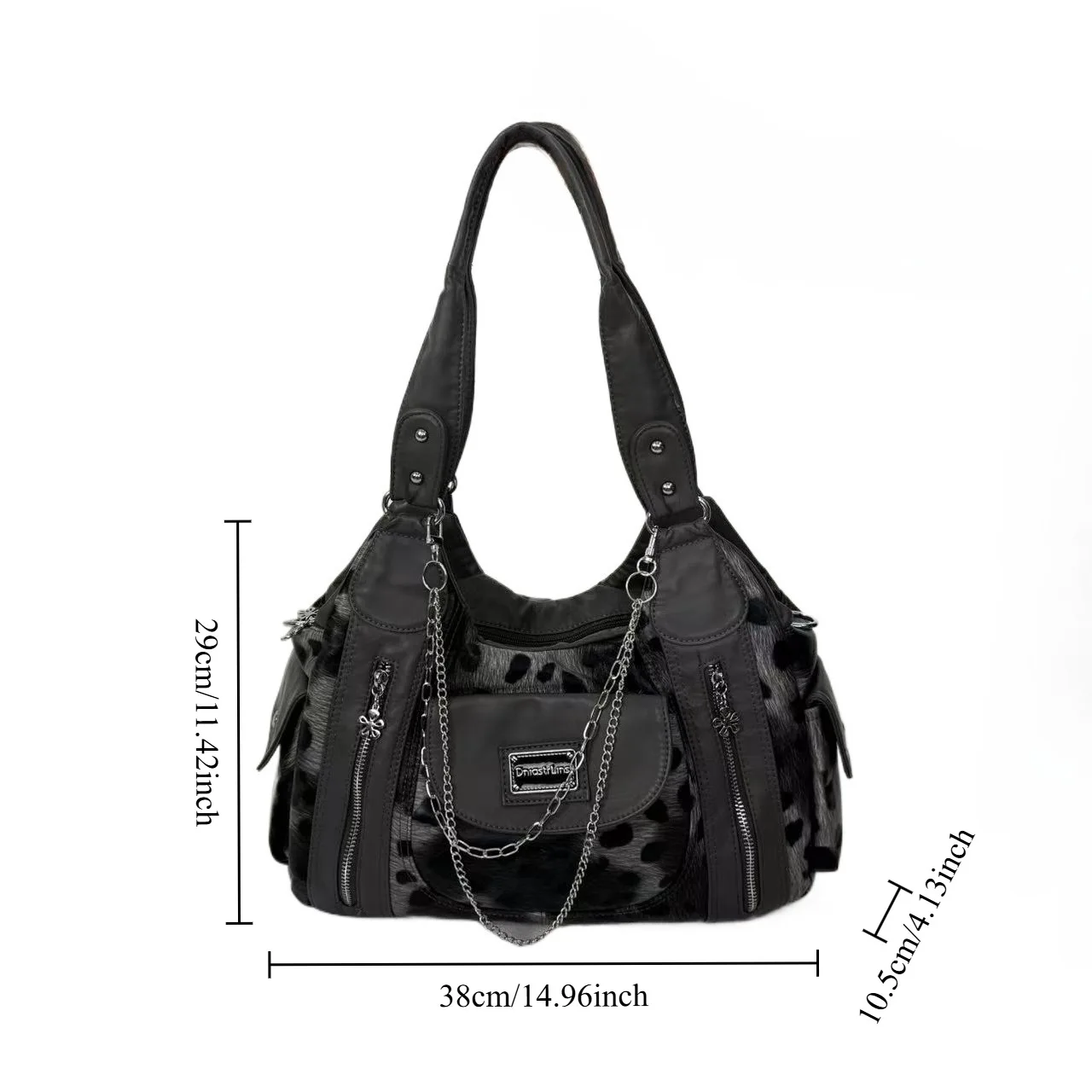 Grey Leopard Print Hangbag Y2k Shoulder Bags Hot Girl Tote Large Capacity Portable Messenger Bag