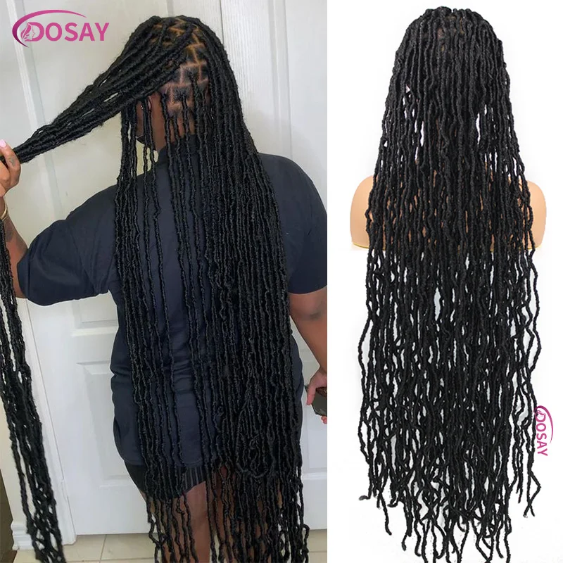 

Synthetic Braided Wigs Full Lace Front Butterfly Faux Locs Wigs Super Long 40'' Dreadlocks Wig For Black Women Box Braids Twists