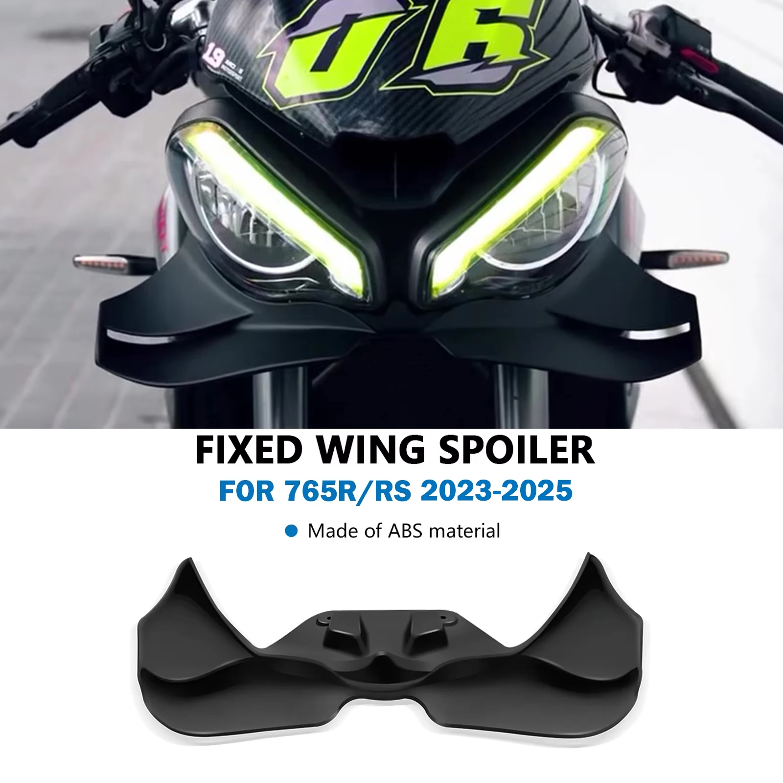 

For Street Triple 765RS 765 R RS 2024 2023-2025 Motorcycle Aerodynamic Wing Front Spoiler Downforce Frontal Spoilers Winglet