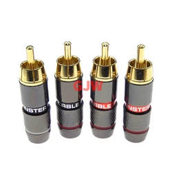 Hifi 2/4Pcs 4pcs/2 pary wtyczka RCA pozłacane 6mm męskie podwójne samoblokujące Adapter Audio złącza przewodów lotosu